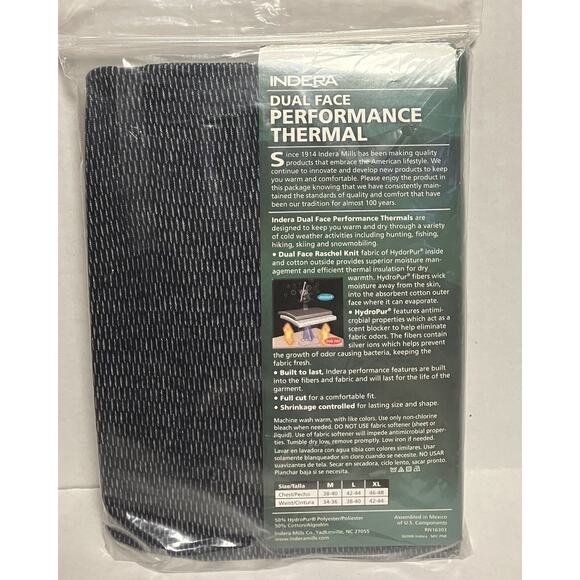 Mens Indera Dual Face Performance Thermal Top Odor Control Navy Blue Large NIP - Picture 2 of 4